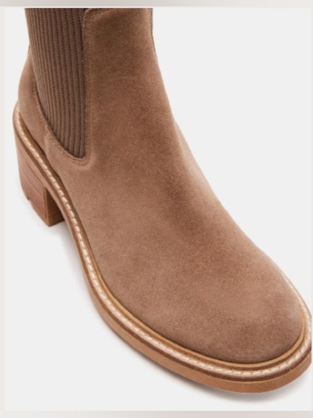 Steve Madden Kiley Women’s Lug Sole Chelsea Bootie with Fabric Cuff - Size 8 - Picture 9 of 16